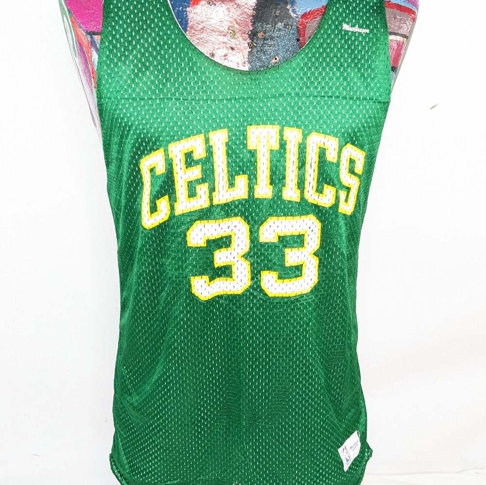VTG 80s Sand Knit Macgregor Boston Celtics #33 NBA Basketball Jersey Medium